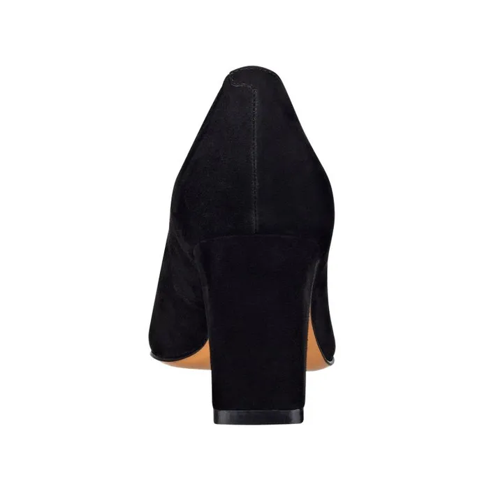 Women Marc Fisher Heels and Pumps Zala Block Heel Pointy Toe Pump Black Suede