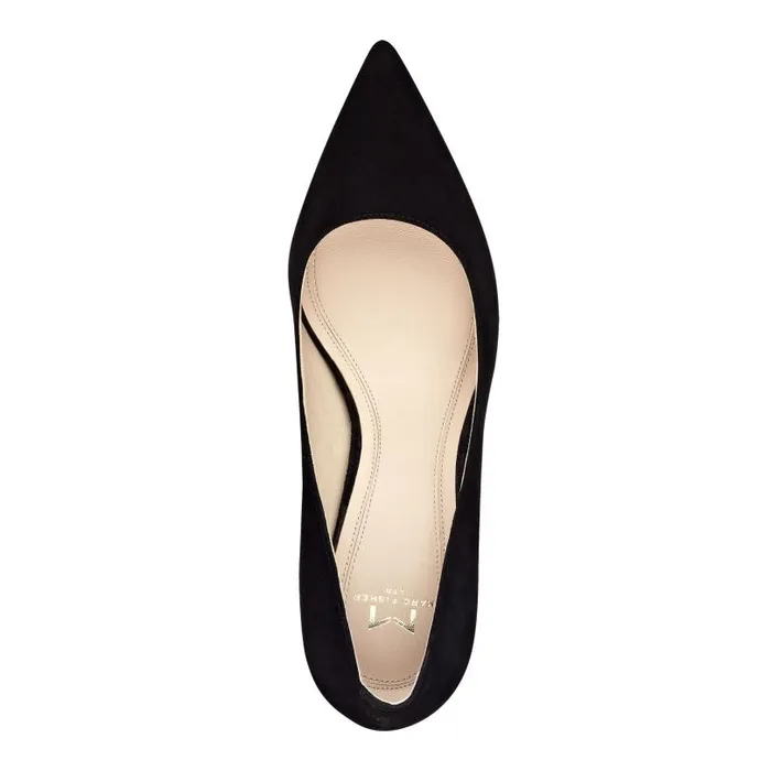 Women Marc Fisher Heels and Pumps Zala Block Heel Pointy Toe Pump Black Suede