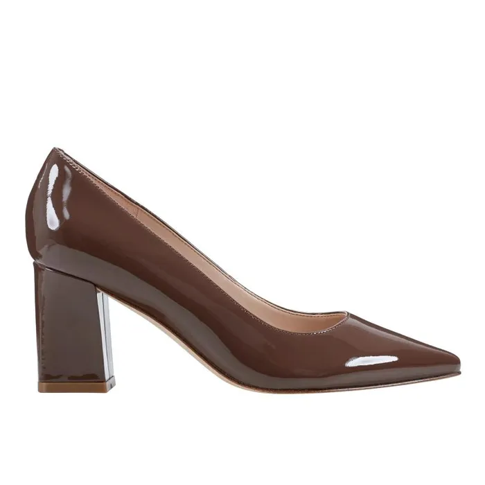 Women Marc Fisher Heels and Pumps Zala Block Heel Pointy Toe Pump Dark Brown Patent Leather Women Marc Fisher Heels and Pumps Zala Block Heel Pointy Toe Pump Dark Brown Patent Leather