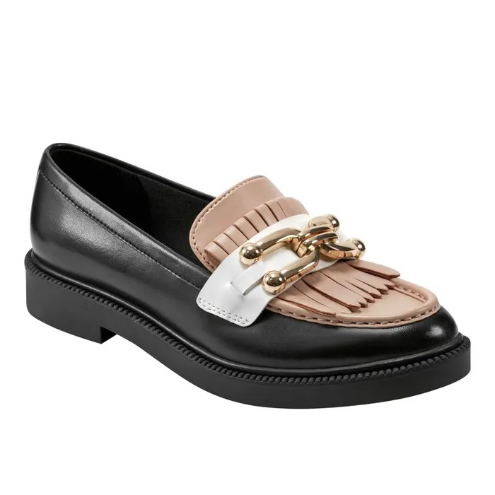 Women Marc Fisher Loafers and Flats Calisto Loafer Blacknaturalwhite
