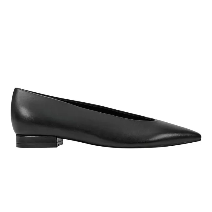 Women Marc Fisher Loafers and Flats Gunner Pointed Toe Flat Black Leather