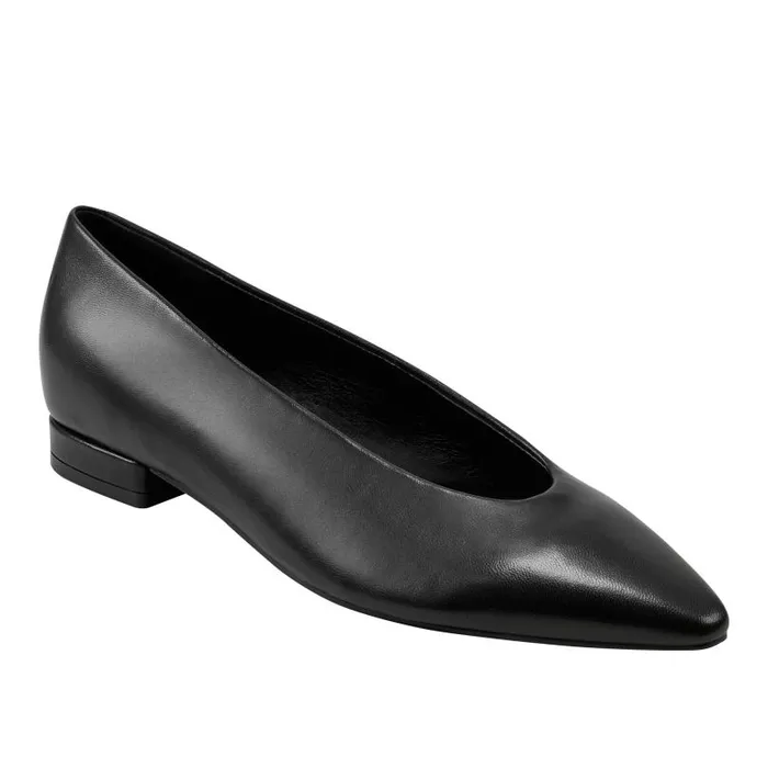 Women Marc Fisher Loafers and Flats Gunner Pointed Toe Flat Black Leather
