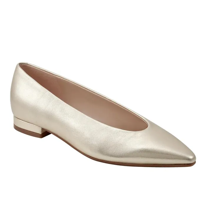 Women Marc Fisher Loafers and Flats Gunner Pointed Toe Flat Platino Leather