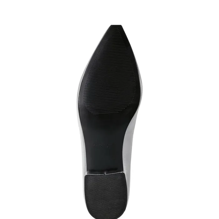 Women Marc Fisher Loafers and Flats Gunner Pointed Toe Flat Silver