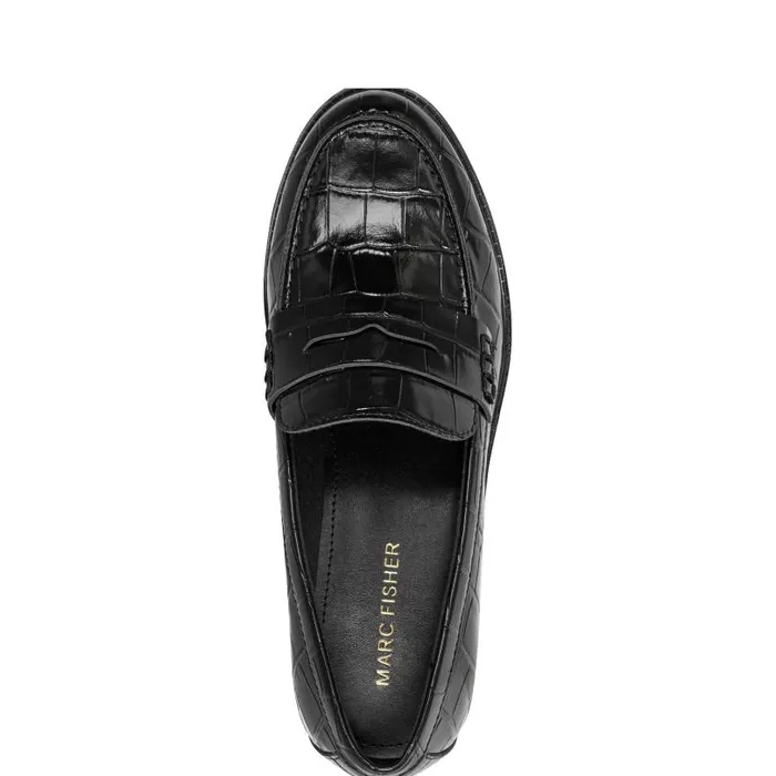Women Marc Fisher Loafers and Flats Ilithia Loafer Black Croco
