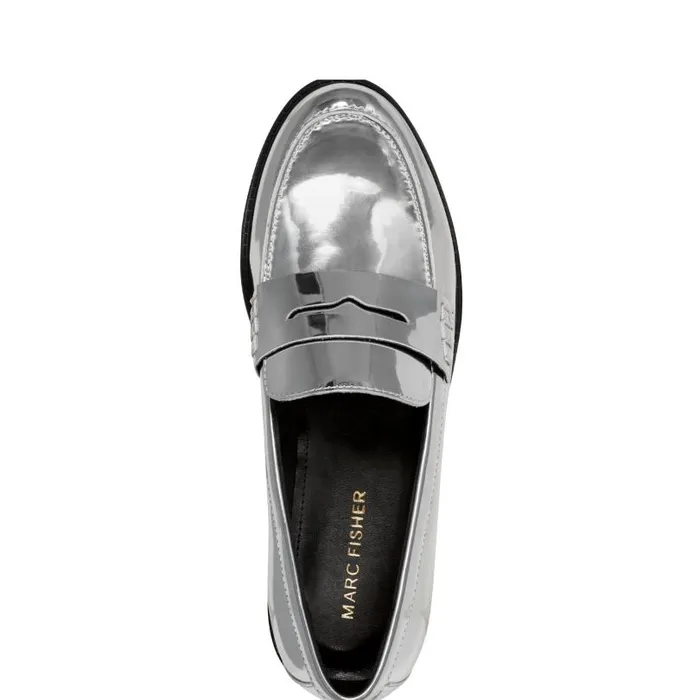 Women Marc Fisher Loafers and Flats Ilithia Loafer Silver Metallic