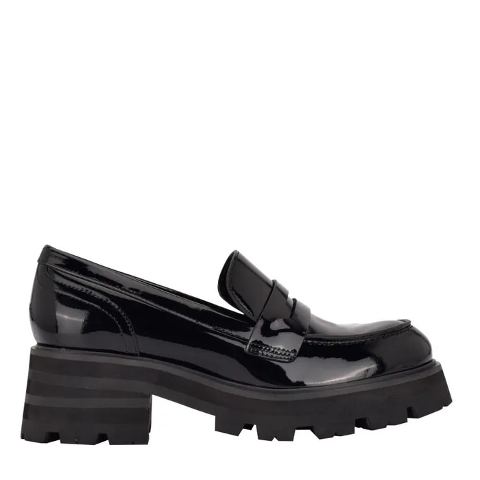 Women Marc Fisher Loafers and Flats Latika Lug Sole Loafer Black Patent