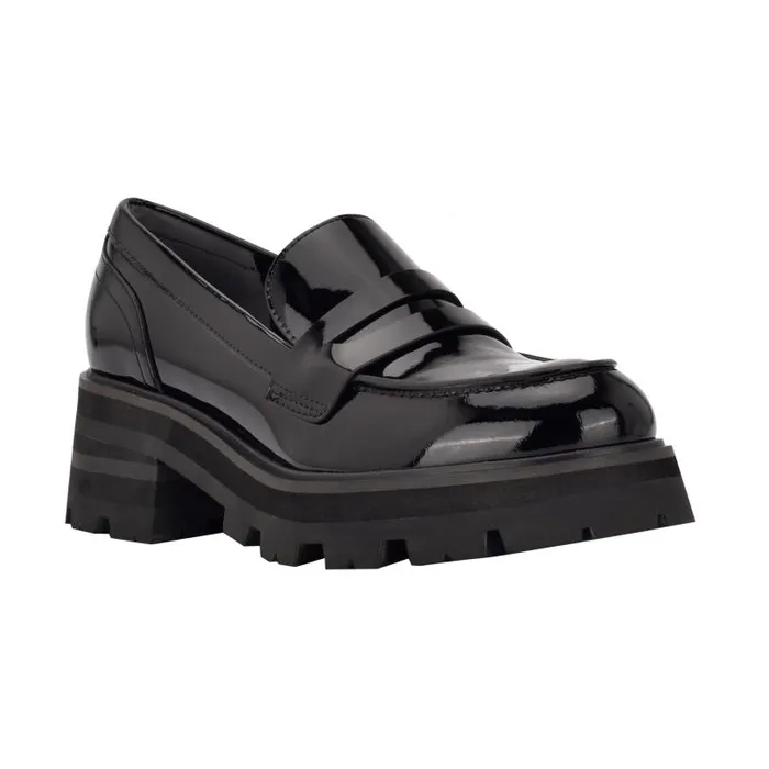 Women Marc Fisher Loafers and Flats Latika Lug Sole Loafer Black Patent