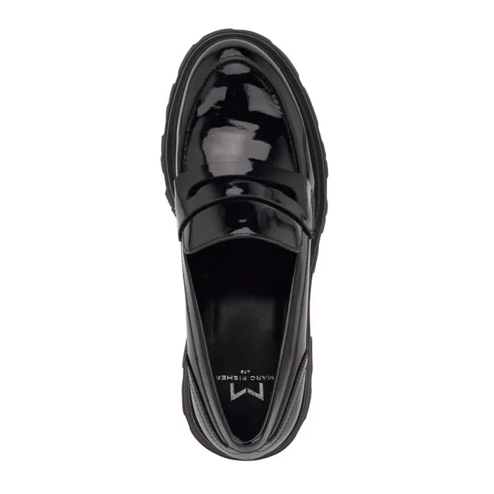 Women Marc Fisher Loafers and Flats Latika Lug Sole Loafer Black Patent
