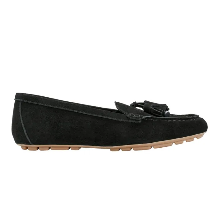 Women Marc Fisher Loafers and Flats Layney Casual Tassle Loafer Black Suede