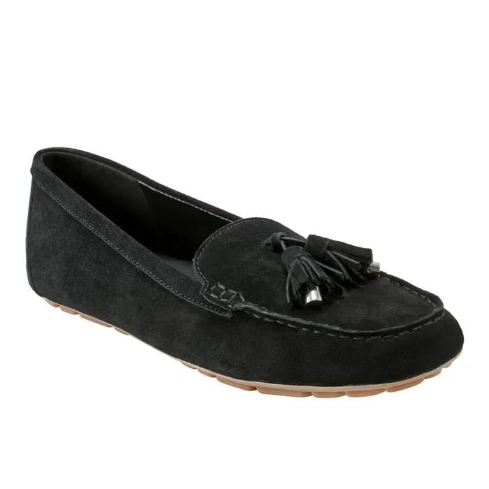 Women Marc Fisher Loafers and Flats Layney Casual Tassle Loafer Black Suede