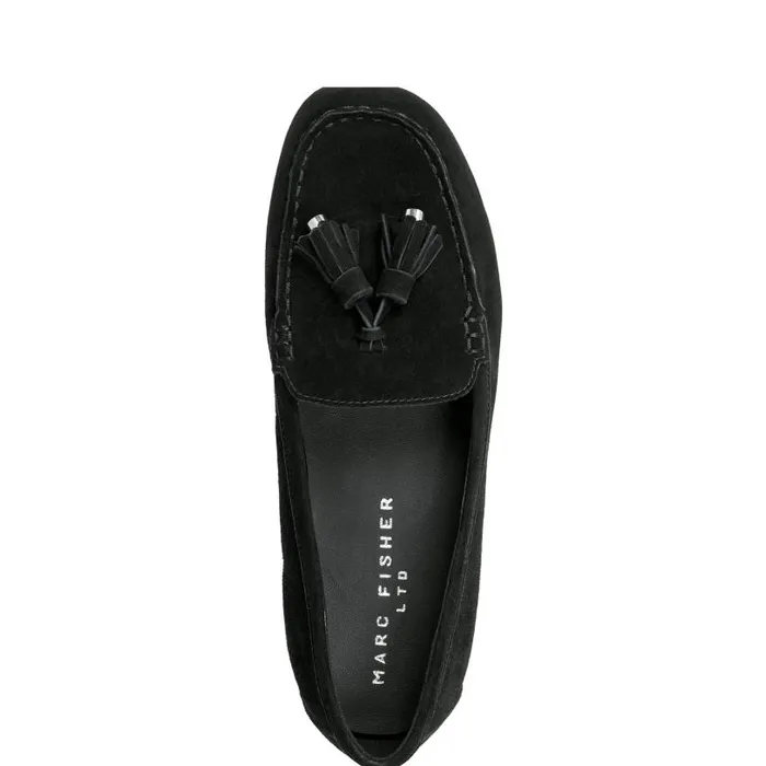 Women Marc Fisher Loafers and Flats Layney Casual Tassle Loafer Black Suede
