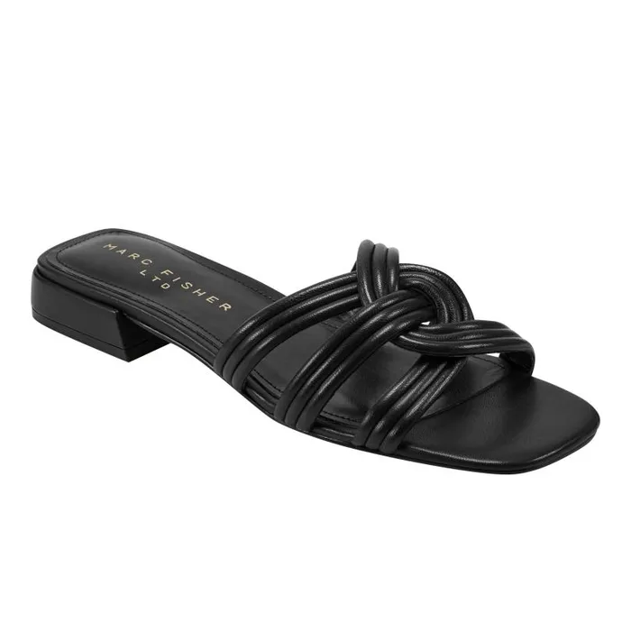 Women Marc Fisher Mules and Slides Casara Slide Sandal Black Leather