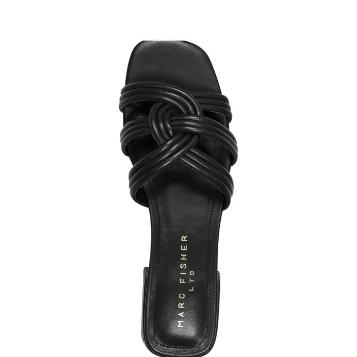 Women Marc Fisher Mules and Slides Casara Slide Sandal Black Leather
