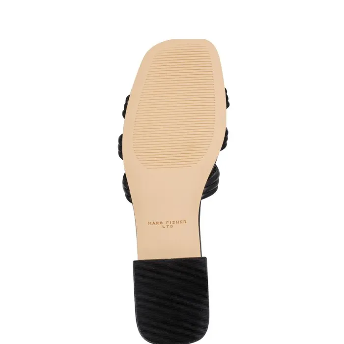 Women Marc Fisher Mules and Slides Casara Slide Sandal Black Leather
