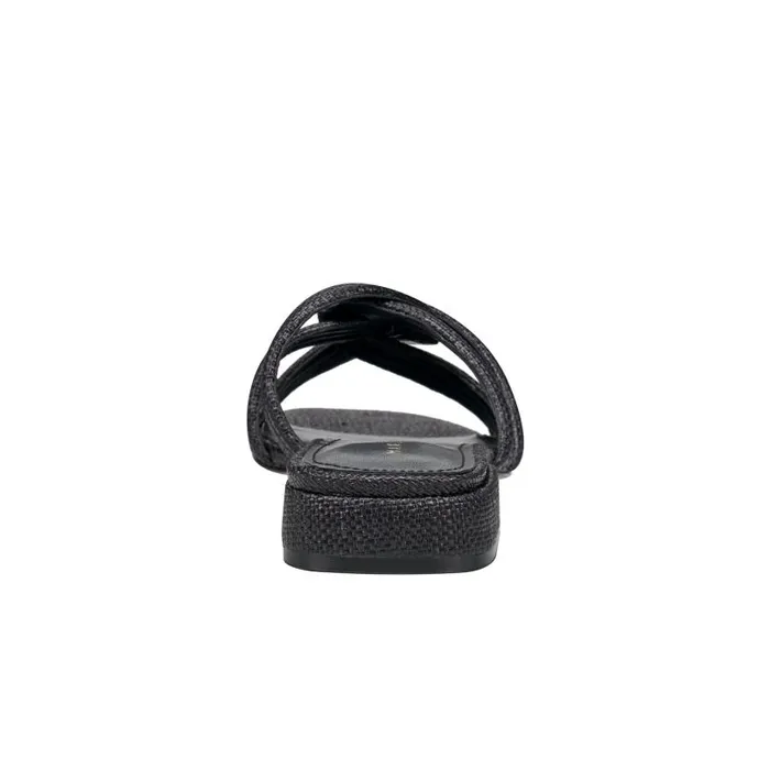 Women Marc Fisher Mules and Slides Casara Slide Sandal Black Raffia