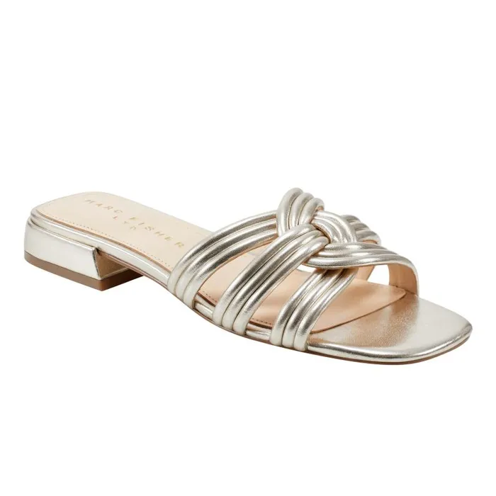 Women Marc Fisher Mules and Slides Casara Slide Sandal Platino