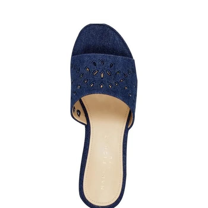 Women Marc Fisher Mules and Slides Foreva Platform Slide Sandal Denim