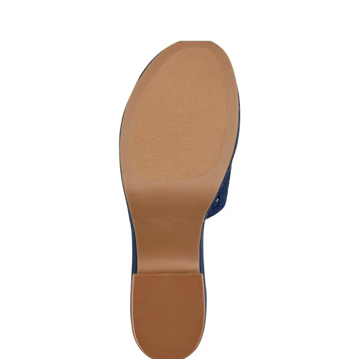 Women Marc Fisher Mules and Slides Foreva Platform Slide Sandal Denim