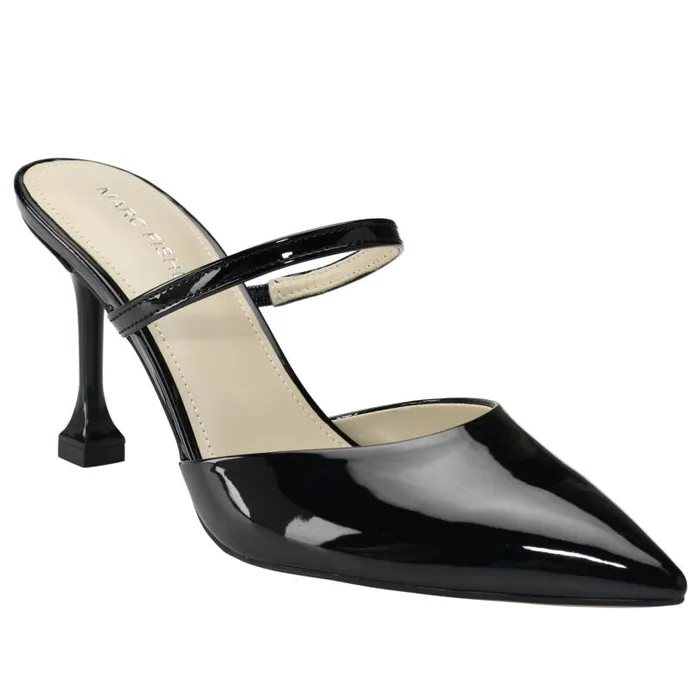 Women Marc Fisher Mules and Slides Hadais Heeled Mule Black Patent