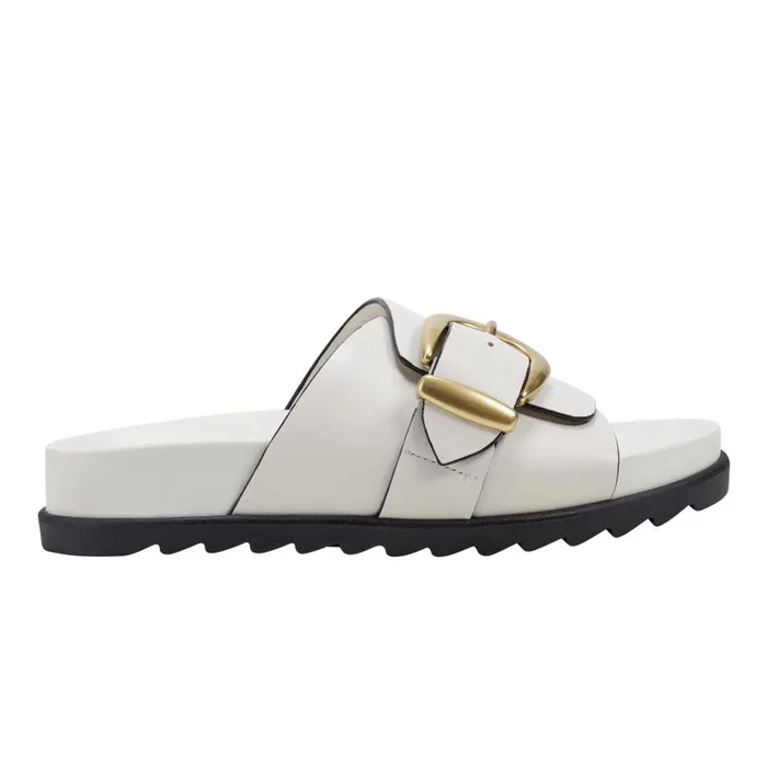 Women Marc Fisher Mules and Slides Hattie Footbed Slide Sandal Chic Cream