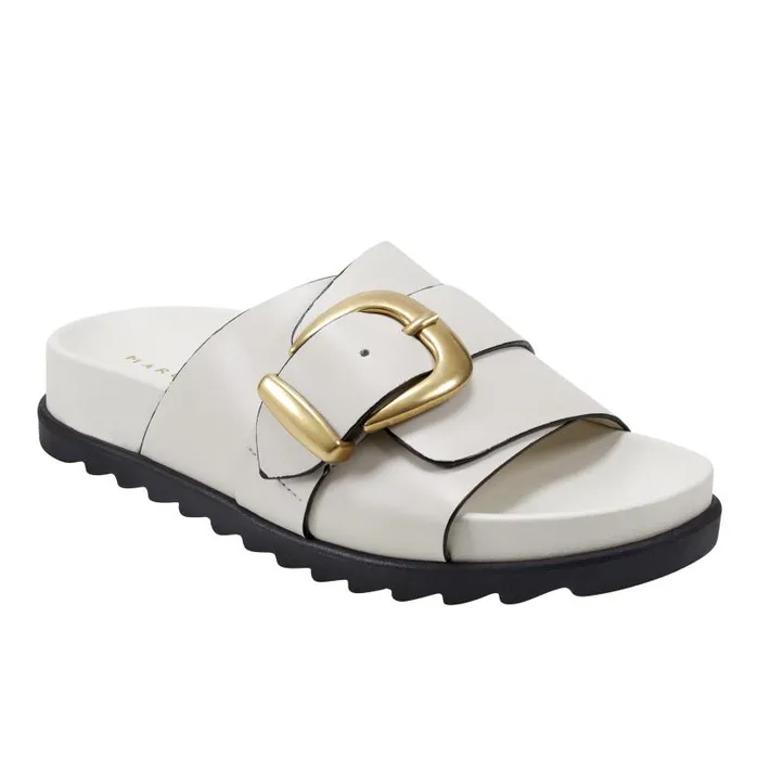 Women Marc Fisher Mules and Slides Hattie Footbed Slide Sandal Chic Cream