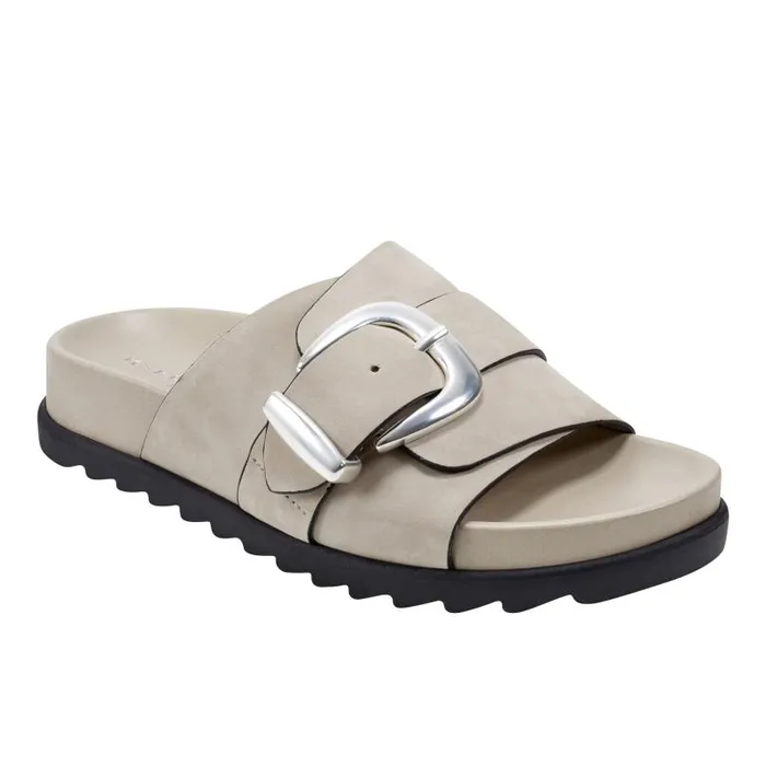 Women Marc Fisher Mules and Slides Hattie Footbed Slide Sandal Light Natural
