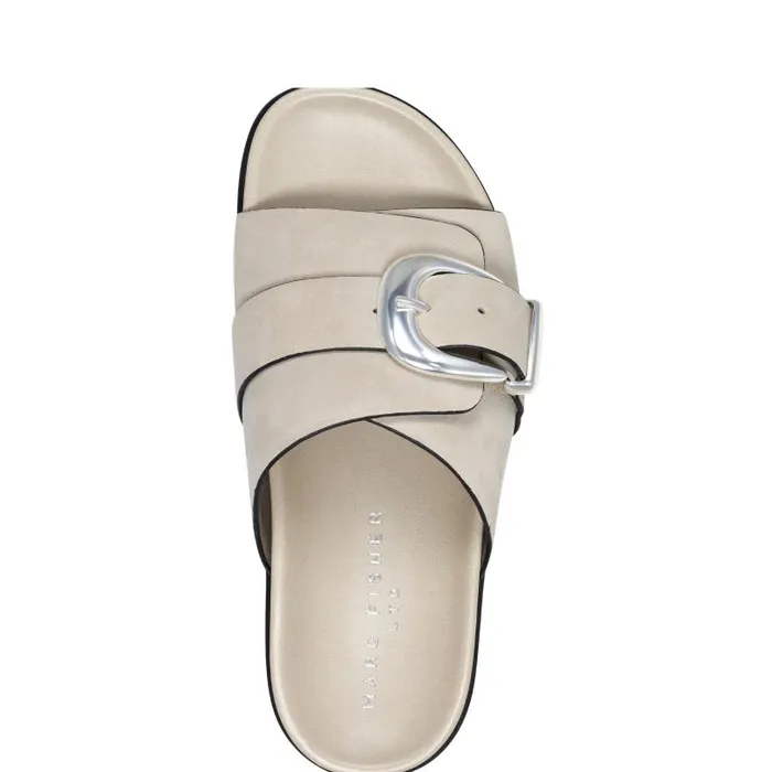 Women Marc Fisher Mules and Slides Hattie Footbed Slide Sandal Light Natural