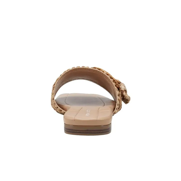 Women Marc Fisher Mules and Slides Loree Flat Slide Sandal Brown