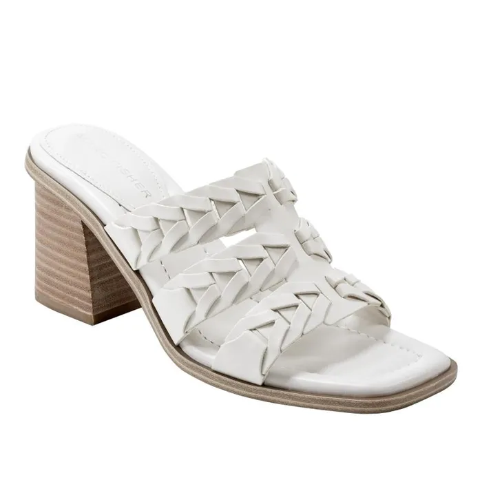 Women Marc Fisher Mules and Slides Melita Block Heel Sandal Ivory