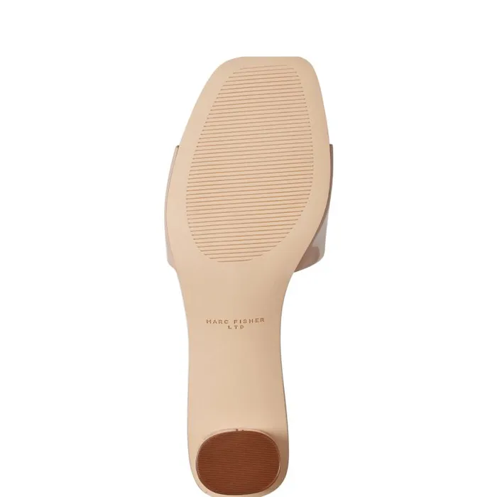 Women Marc Fisher Mules and Slides Nemmie Heeled Slide Sandal Natural Patent Leather