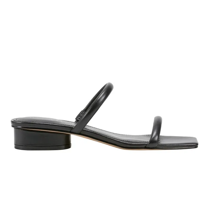 Women Marc Fisher Mules and Slides Raelyn Heeled Slide Sandal Black Leather
