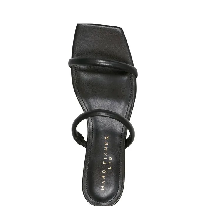 Women Marc Fisher Mules and Slides Raelyn Heeled Slide Sandal Black Leather