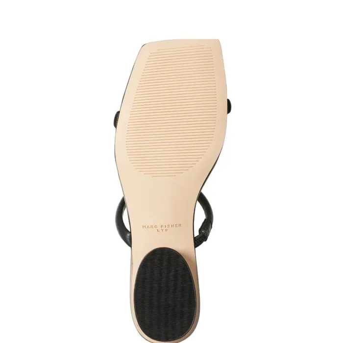 Women Marc Fisher Mules and Slides Raelyn Heeled Slide Sandal Black Leather