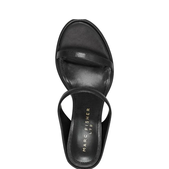 Women Marc Fisher Sandals Alonde Heeled Slide Sandal Black Leather