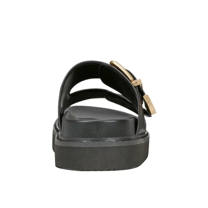 Women Marc Fisher Sandals Amirra Buckle Slide Sandal Black Leather