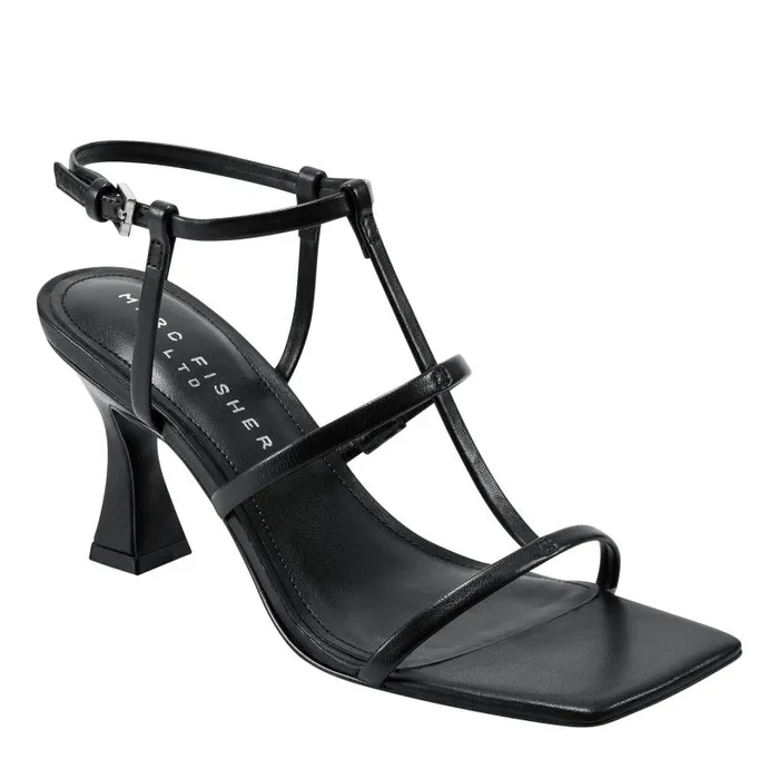 Women Marc Fisher Sandals Dennie Strappy Dress Sandal Black Leather