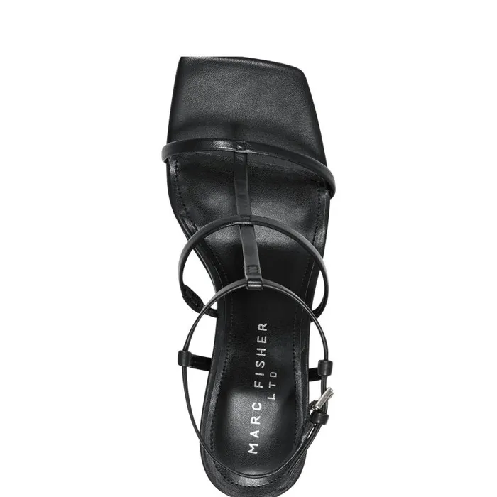 Women Marc Fisher Sandals Dennie Strappy Dress Sandal Black Leather