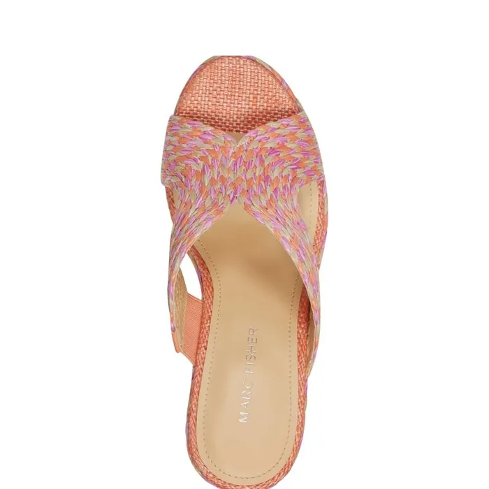 Women Marc Fisher Sandals Kalisha Espadrille Wedge Sandal Orange Multi