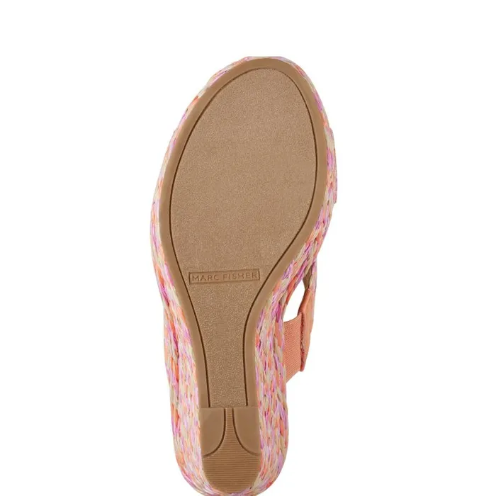 Women Marc Fisher Sandals Kalisha Espadrille Wedge Sandal Orange Multi