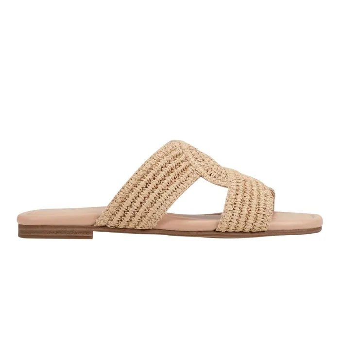 Women Marc Fisher Sandals Navie Flat Sandal Natural Raffia