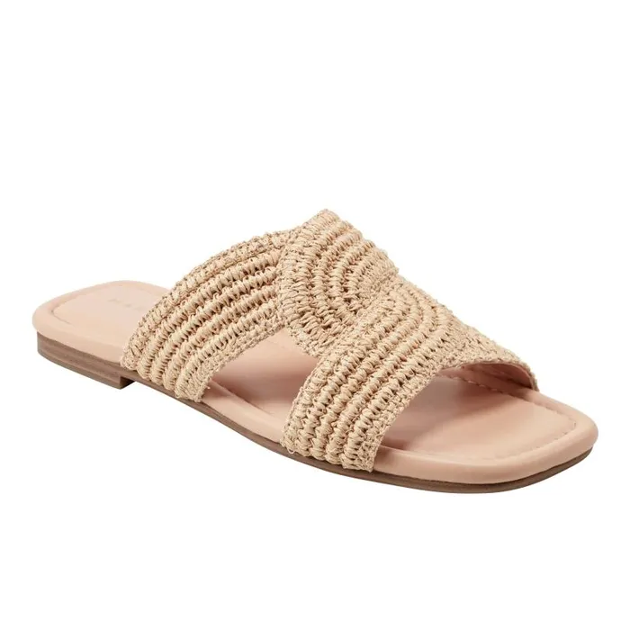 Women Marc Fisher Sandals Navie Flat Sandal Natural Raffia