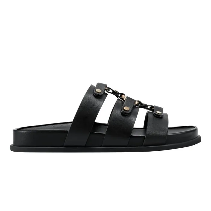 Women Marc Fisher Sandals Verity Flat Footbed Sandal Black