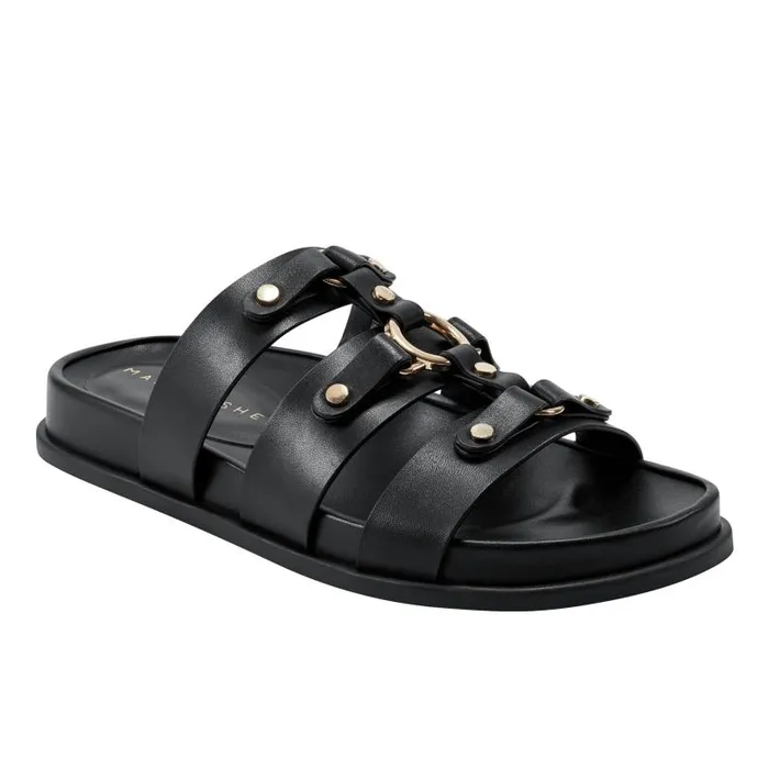 Women Marc Fisher Sandals Verity Flat Footbed Sandal Black