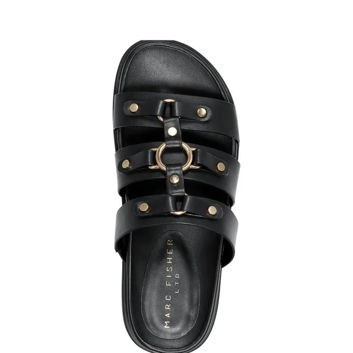 Women Marc Fisher Sandals Verity Flat Footbed Sandal Black