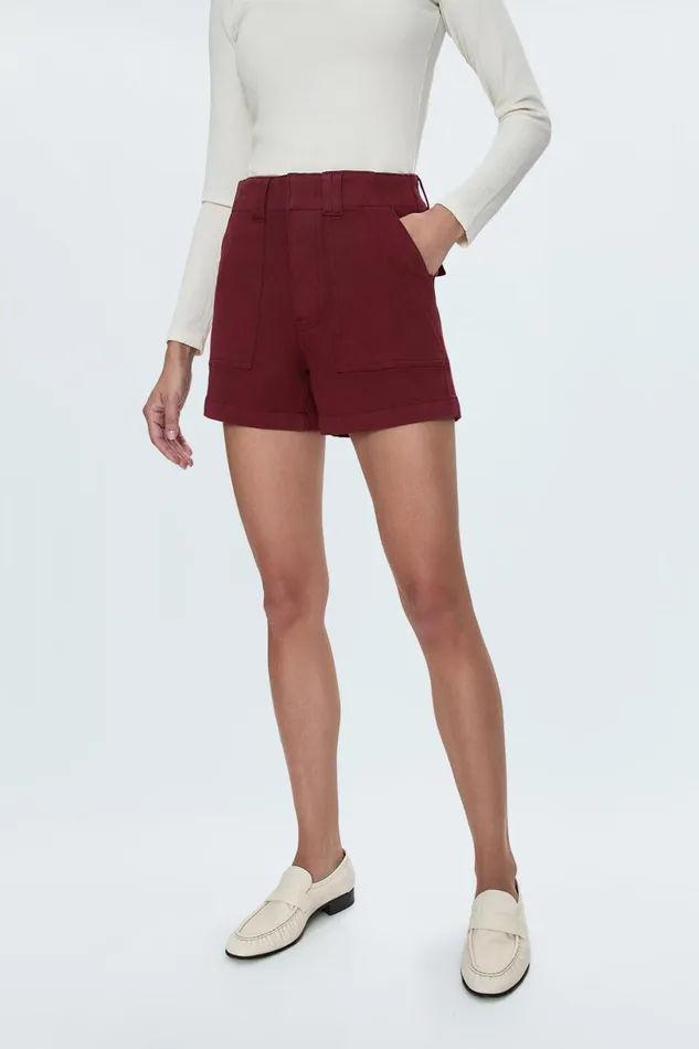 Women Marissa High Rise Utility Short 8211 Sangria Pistola Denim Shorts