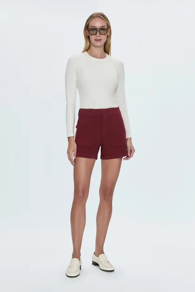 Women Marissa High Rise Utility Short 8211 Sangria Pistola Denim Shorts
