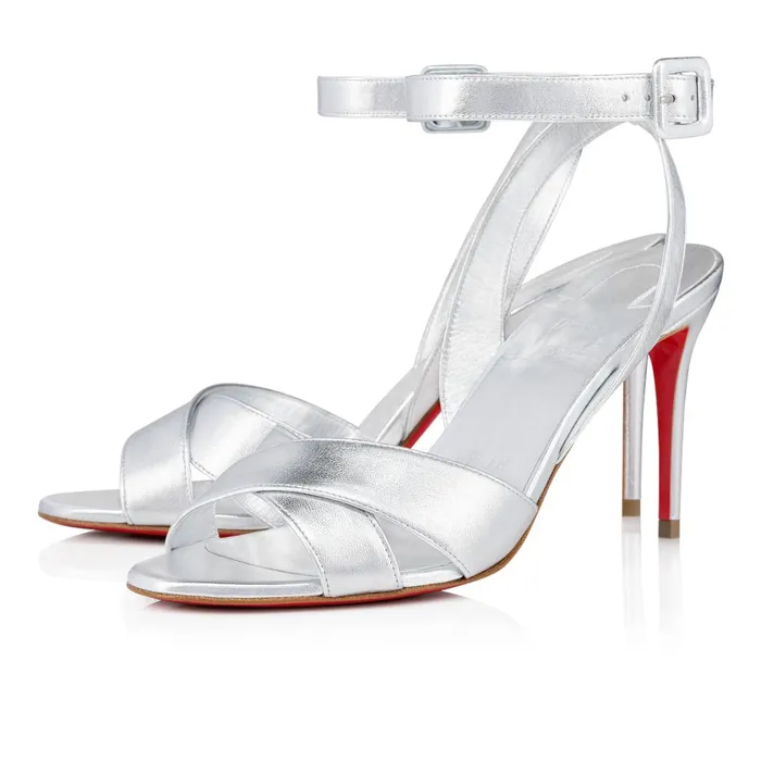 Women Mariza 85 Mm Sandals 8211 Leather 8211 Silver Silver Christian Louboutin Sandals and Slides Women Mariza 85 Mm Sandals 8211 Leather 8211 Silver Silver Christian Louboutin Sandals and Slides