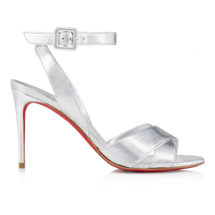 Women Mariza 85 Mm Sandals 8211 Leather 8211 Silver Silver Christian Louboutin Sandals and Slides