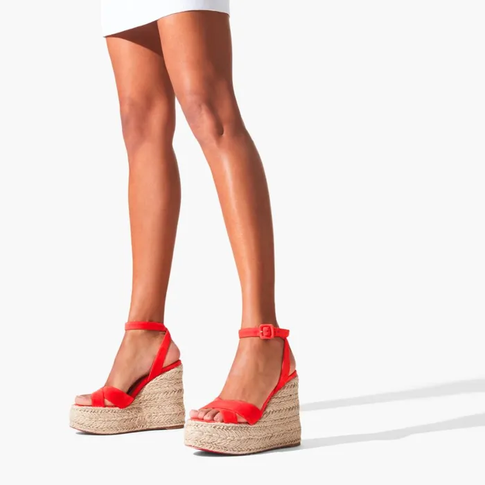 Women Mariza Zeppa 130 Mm Espadrilles 8211 Veau Velours 8211 Ole Red Christian Louboutin Sandals and Slides